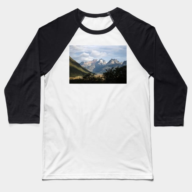 The mountains of Tierra del Fuego, Argentina Baseball T-Shirt by HazelWright